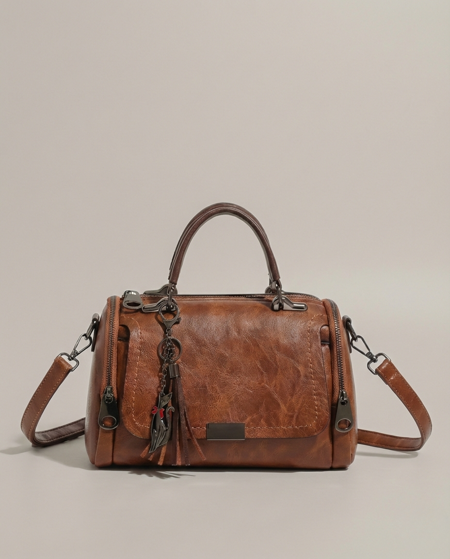 Sac à Main en Cuir avec Pompon