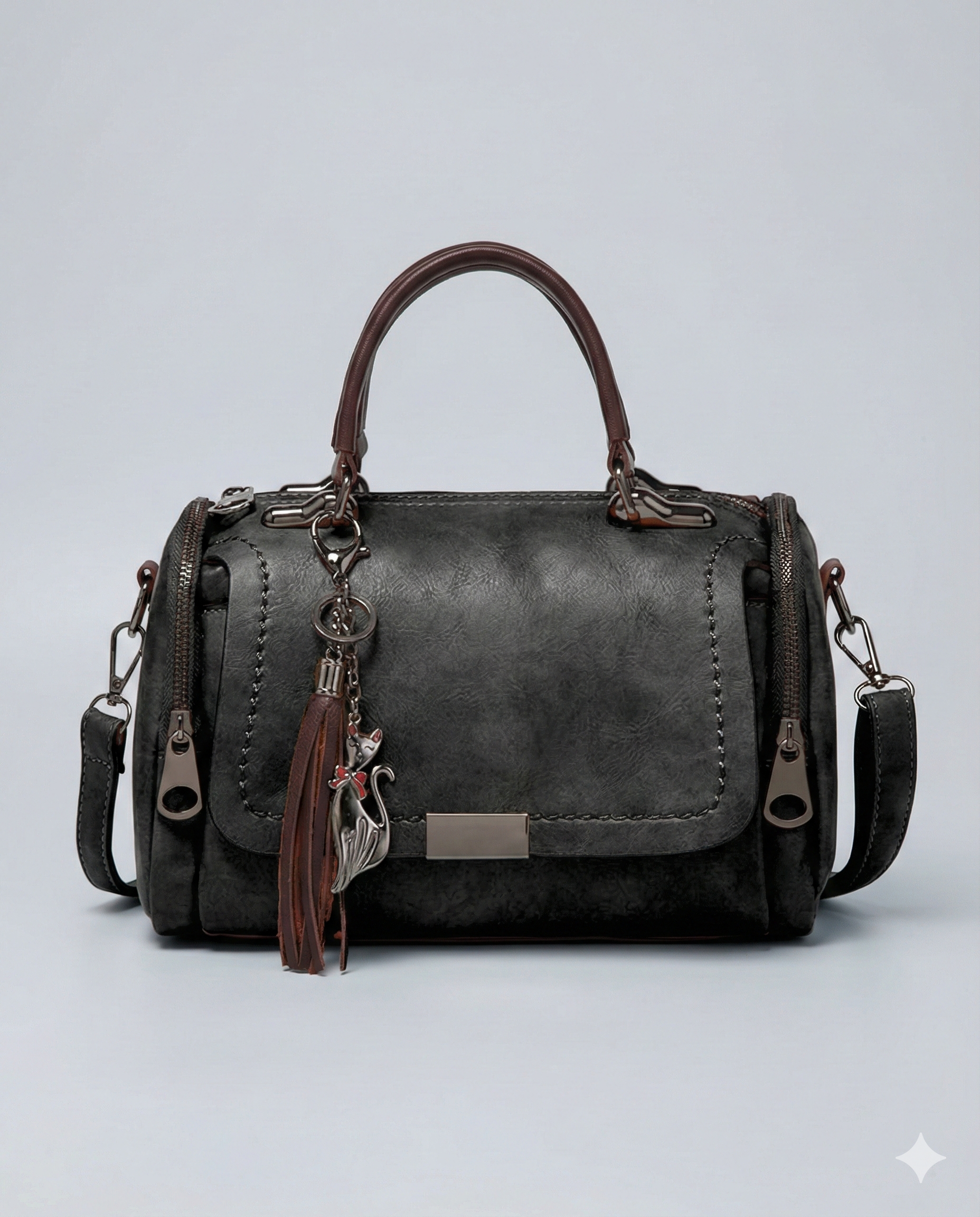 Sac à Main en Cuir avec Pompon