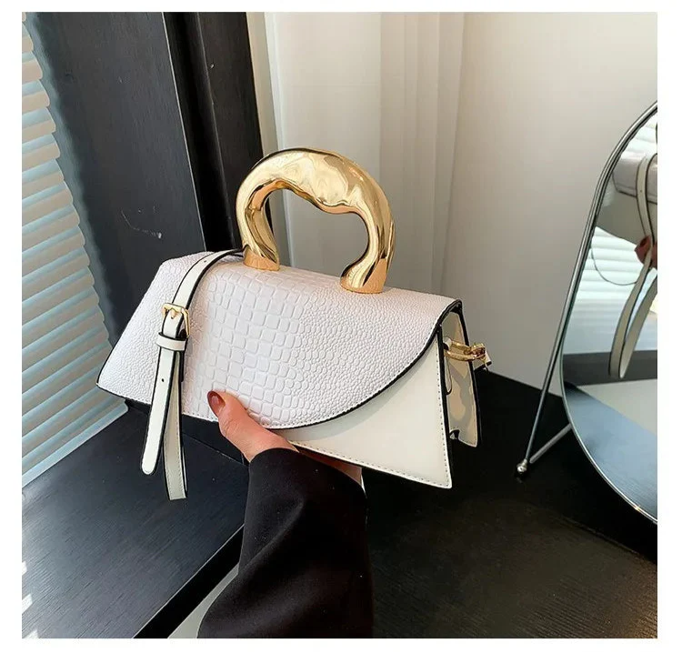 sac bandoulière effet croco blanc 