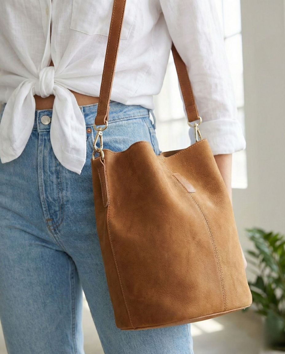 Sac Seau en Cuir Brossé